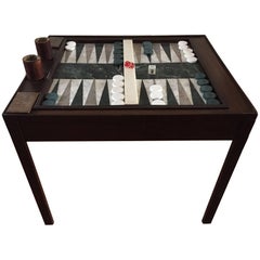 Vintage Custom-Made Chippendale Style Mahogany Marble Backgammon Table, 20th Century