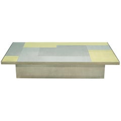 Chic Chrome and Glass Coffee Table Attributed to Romeo Rega