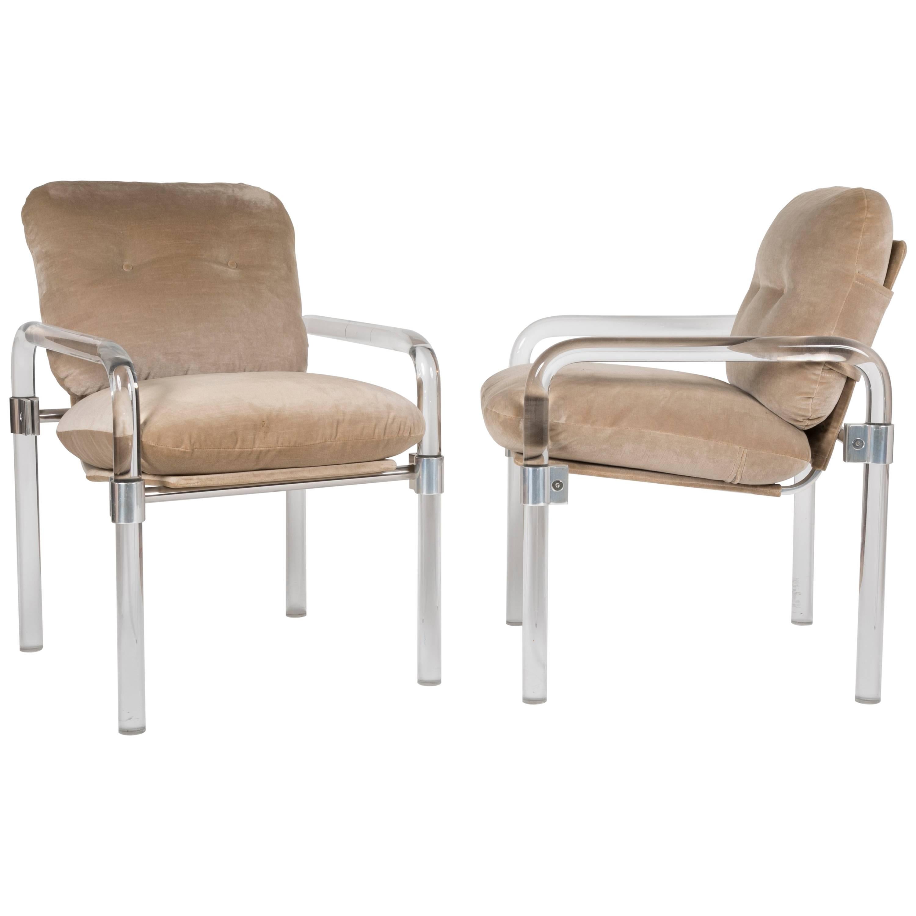 Pair of Lucite and Brass "Pipeline Series II" Armchairs by Jeff Messerschmidt