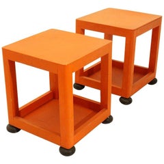 Orange Square Bed Side Table, 1960s