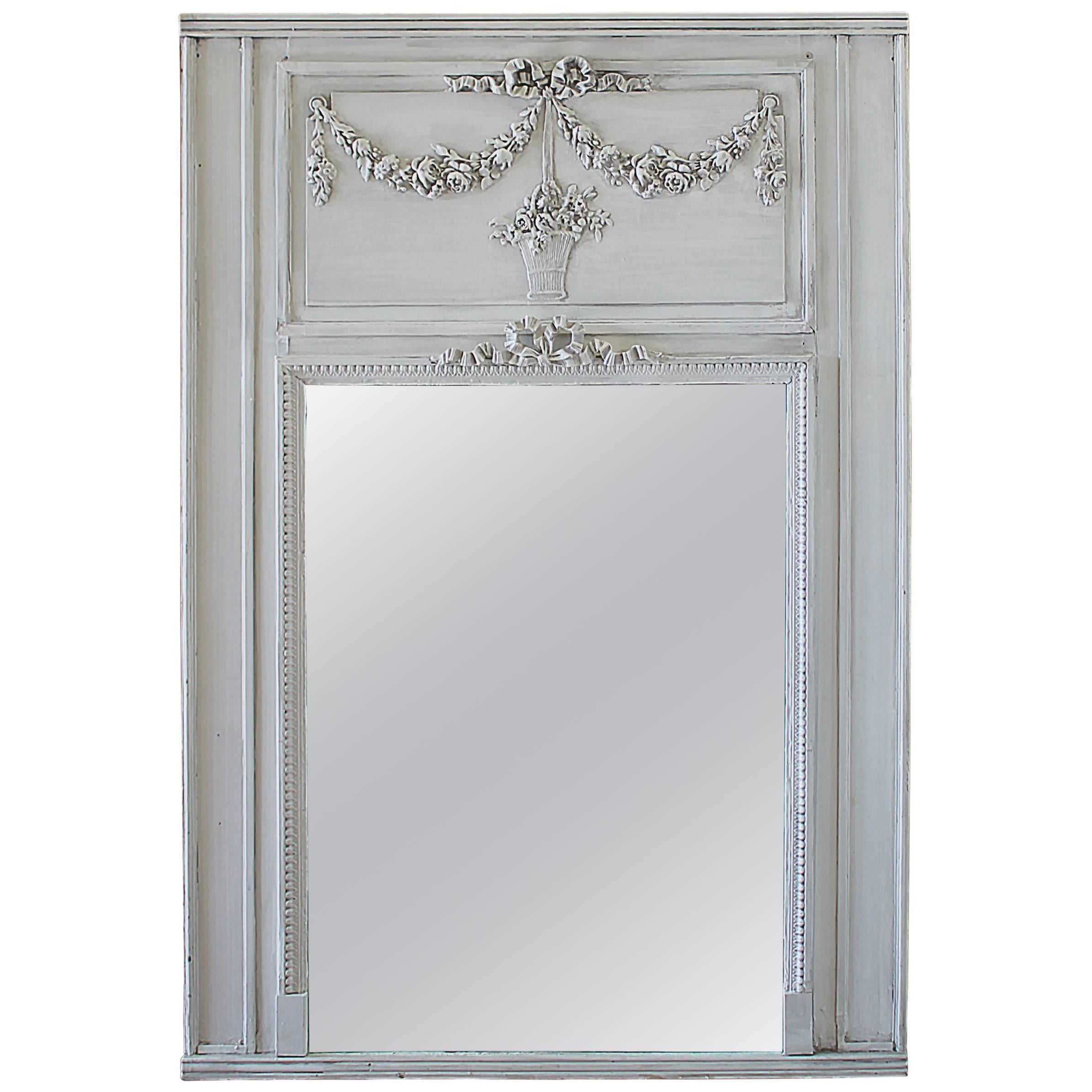 Early 20th Century Painted and Carved Trumeau Mirror
