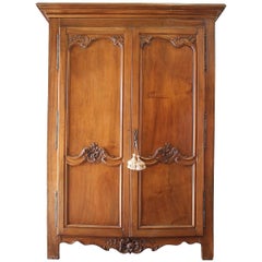 Antique 19th Century Large French Walnut Carved Armoire 