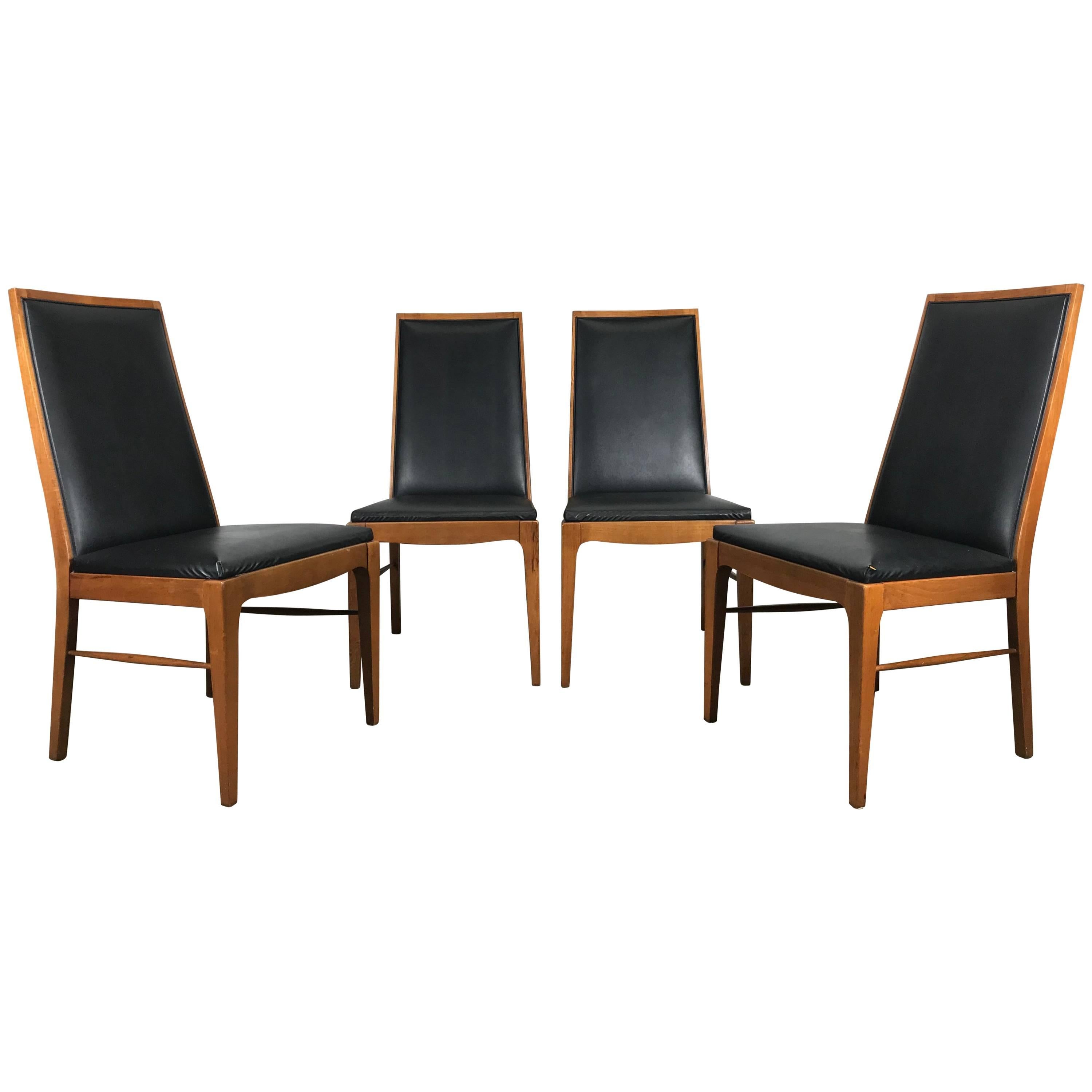 Set of Four MidCentury Modern Walnut Dining Chairs by Lane at 1stDibs
