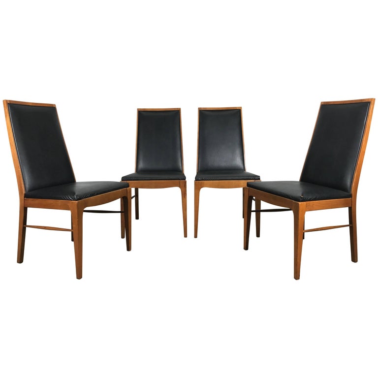 Set of Four Modernist Walnut Dining Chairs by Lane For Sale at 1stDibs