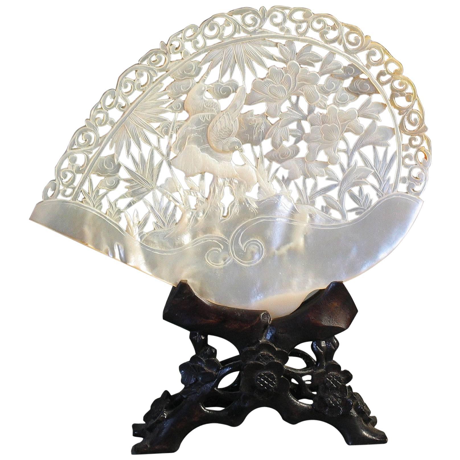 Chinese Export Carved Mother-of-Pearl Shell, 19th Century