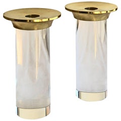 Candlesticks Lucite and Polished Brass