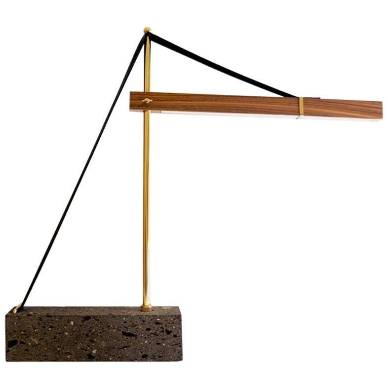 Grua Desk Lamp, Brass, Walnut, Quarry Handmade by Nomade Atelier