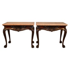 Pair of 19th Century Irish Marble-Top Consoles