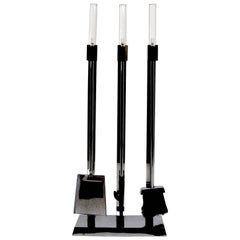 Chrome and Lucite Fireplace Tool Set