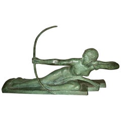 Art Deco Bronze Sculpture by Bouraine of Amazon Queen Penthesilea