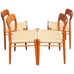 Set of Four Danish Teak Dining Chairs by N.O. Moller for J.L. Moller