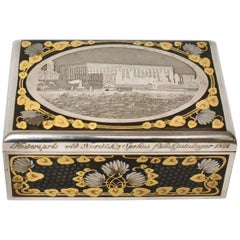 Swedish Cigarrbox, Etched Steel, Early 20th Century