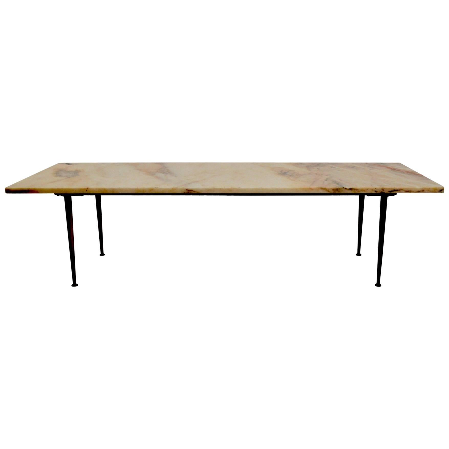 Marble-Top Coffee Table with Solid Cast Brass Legs