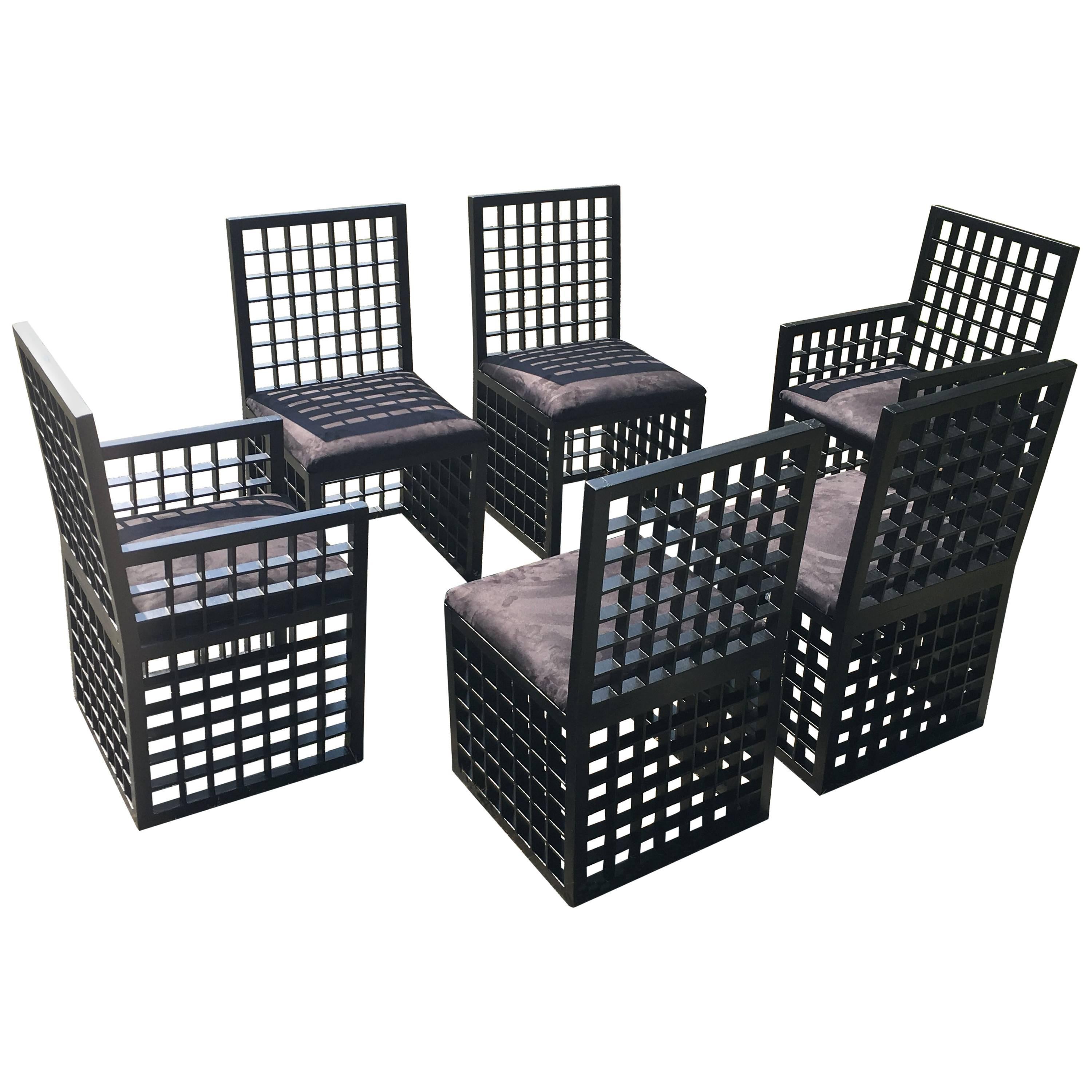 Set of Six "Grid" Chairs by Cy Mann
