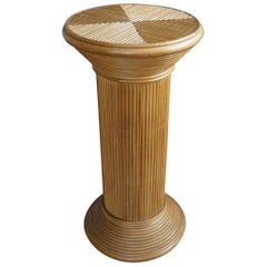 Hand Crafted and Stylish Mid-Century Rattan Pedestal / Plant Stand / Column