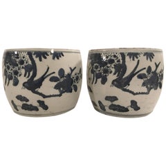 Pair Chinese 17th Century Late Ming or Transitional Planters or Censers 