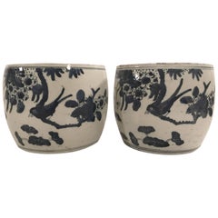 Pair Chinese 17th Century Late Ming or Transitional Planters or Censers