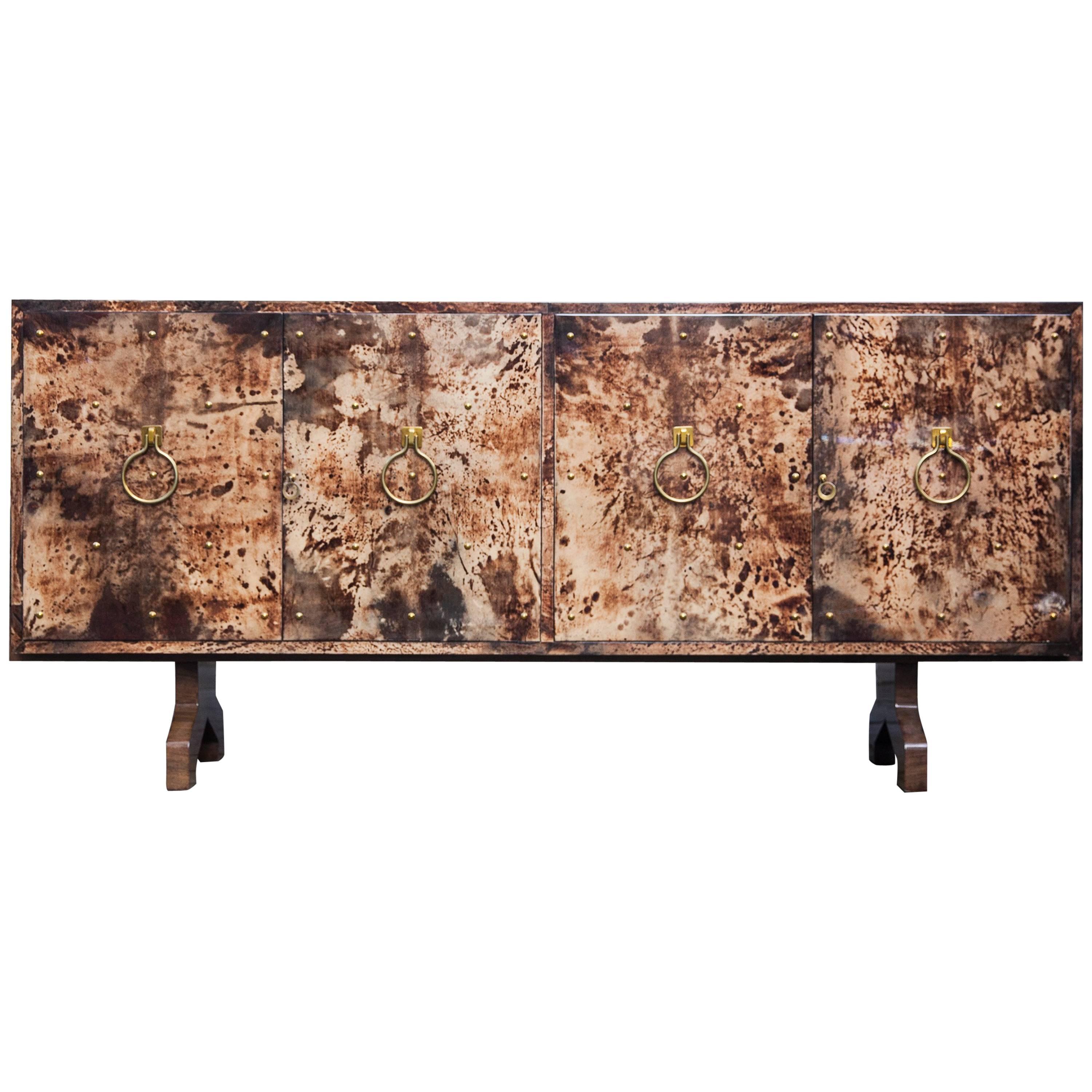 Fabulous Aldo Tura Brown Goatskin Sideboard