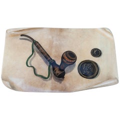 Serviertablett von Aldo Tura mit Pfeifenmotiv, 1960er-Jahre