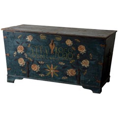 Chest Swedish 1858 Blue Flowers, Sweden