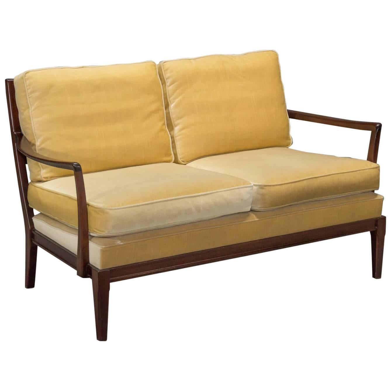 Danish Modern Loveseat Settee with Down Cushions