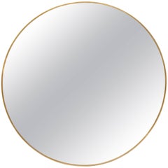 Elegant 1960s Italian Round Shaped Mirror in Brass Frame