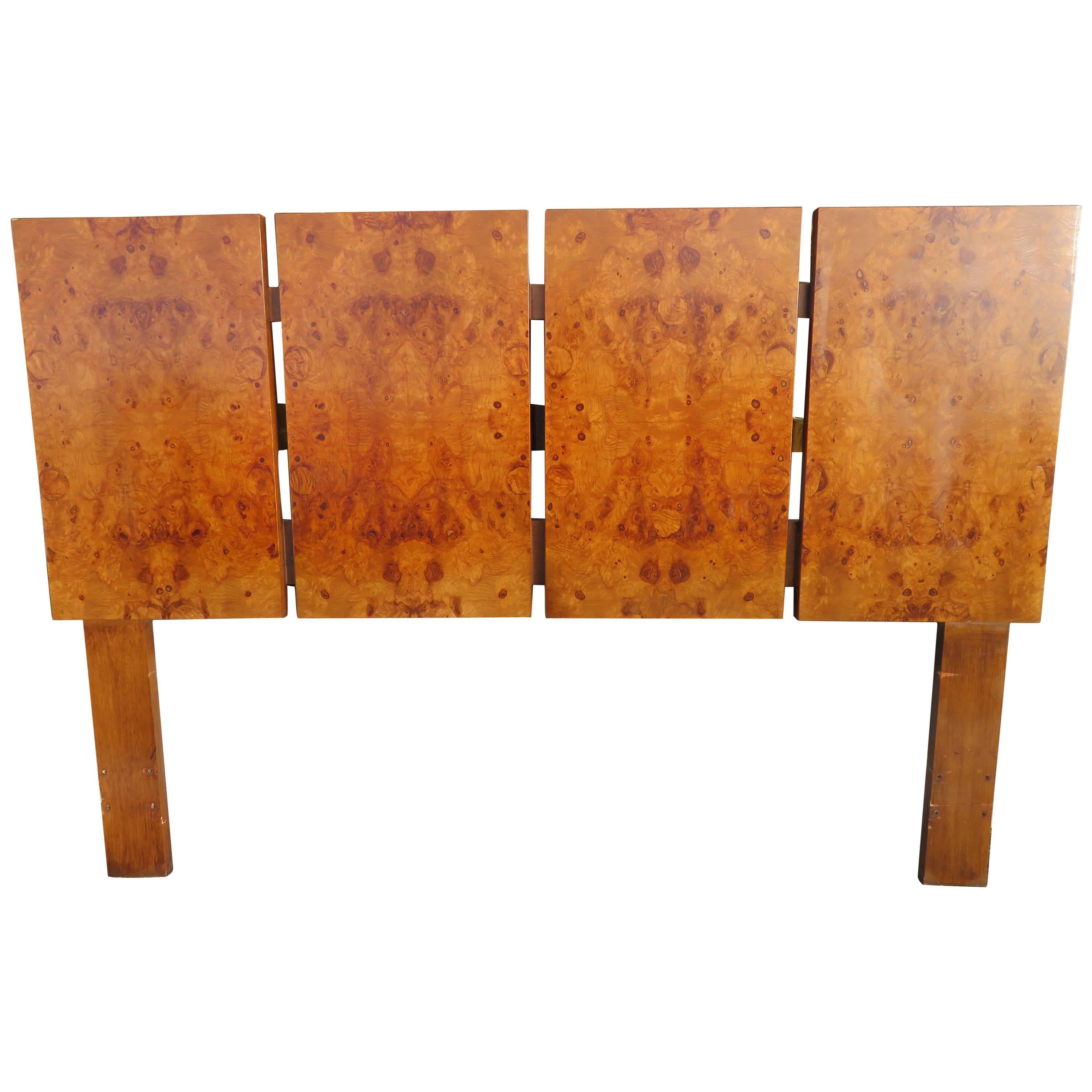 Gorgeous Roland Carter for Lane Olive Wood Queen Size Headboard Midcentury 