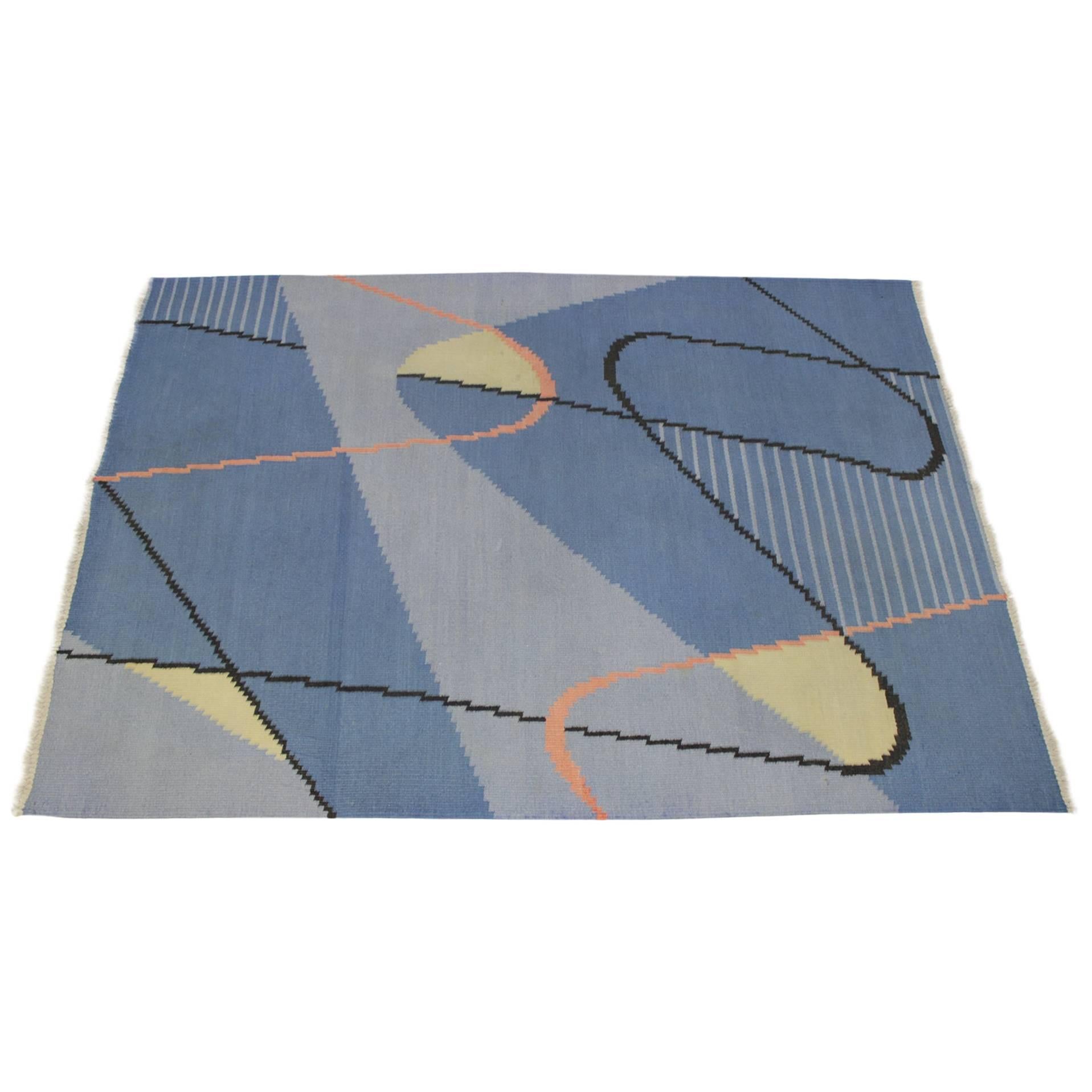 Geometric Modernist Kilim Carpet by Antonín Kybal