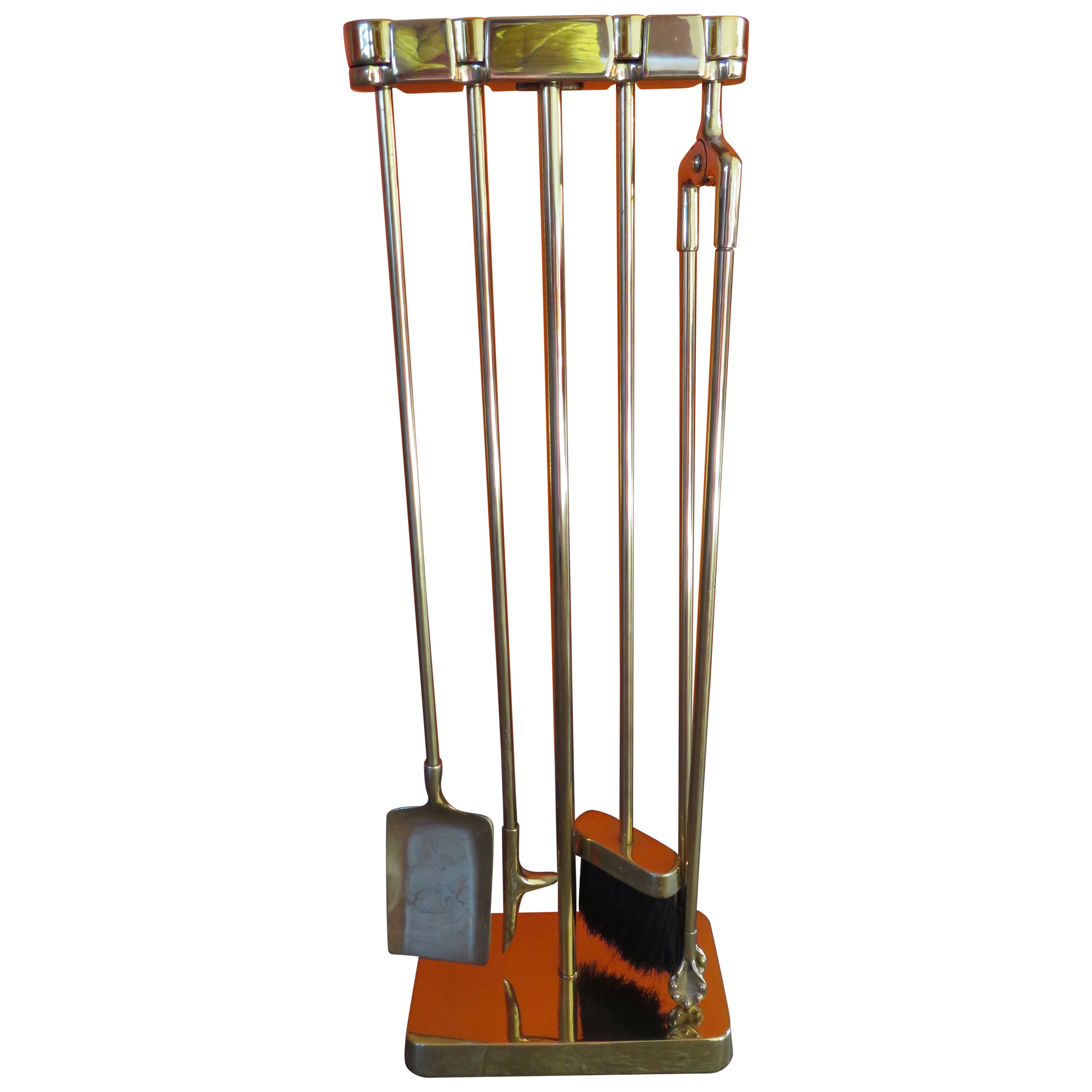 Stunning Slim Brass Fire Tools Mid Century Modern Fireplace For Sale Stunning Slim Brass Fire Tools Mid Century Modern Fireplace For Sale