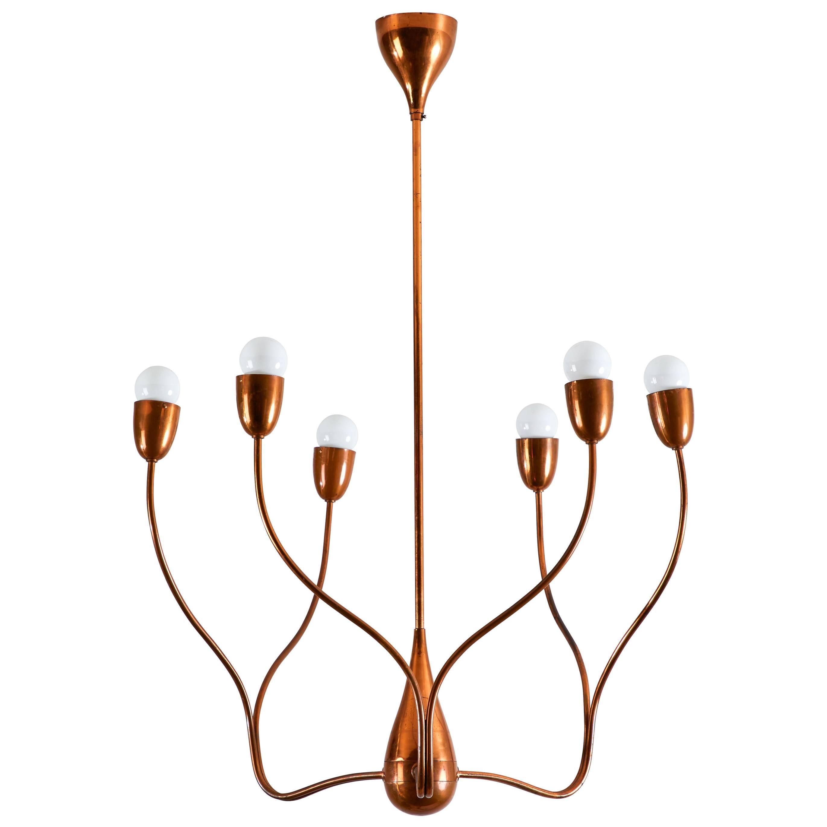 Copper Chandelier Attributed to Franco Buzzi