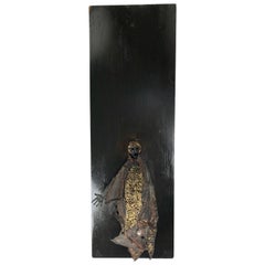 Unusual Brutalist Bronze Figure Mounted Sculpture