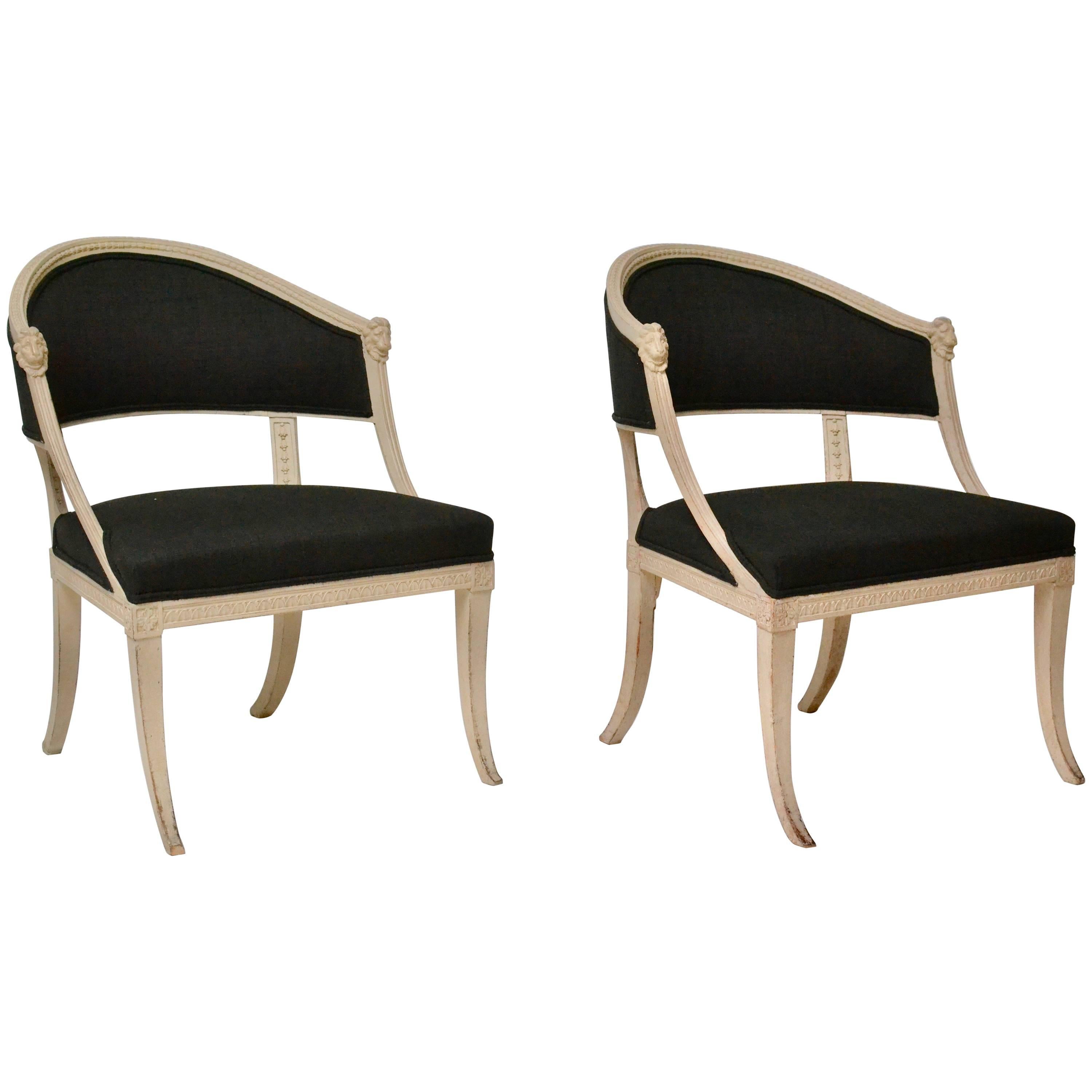 Pair of Swedish Gustavian Tub Armchairs by Ephraim Stahl Signed