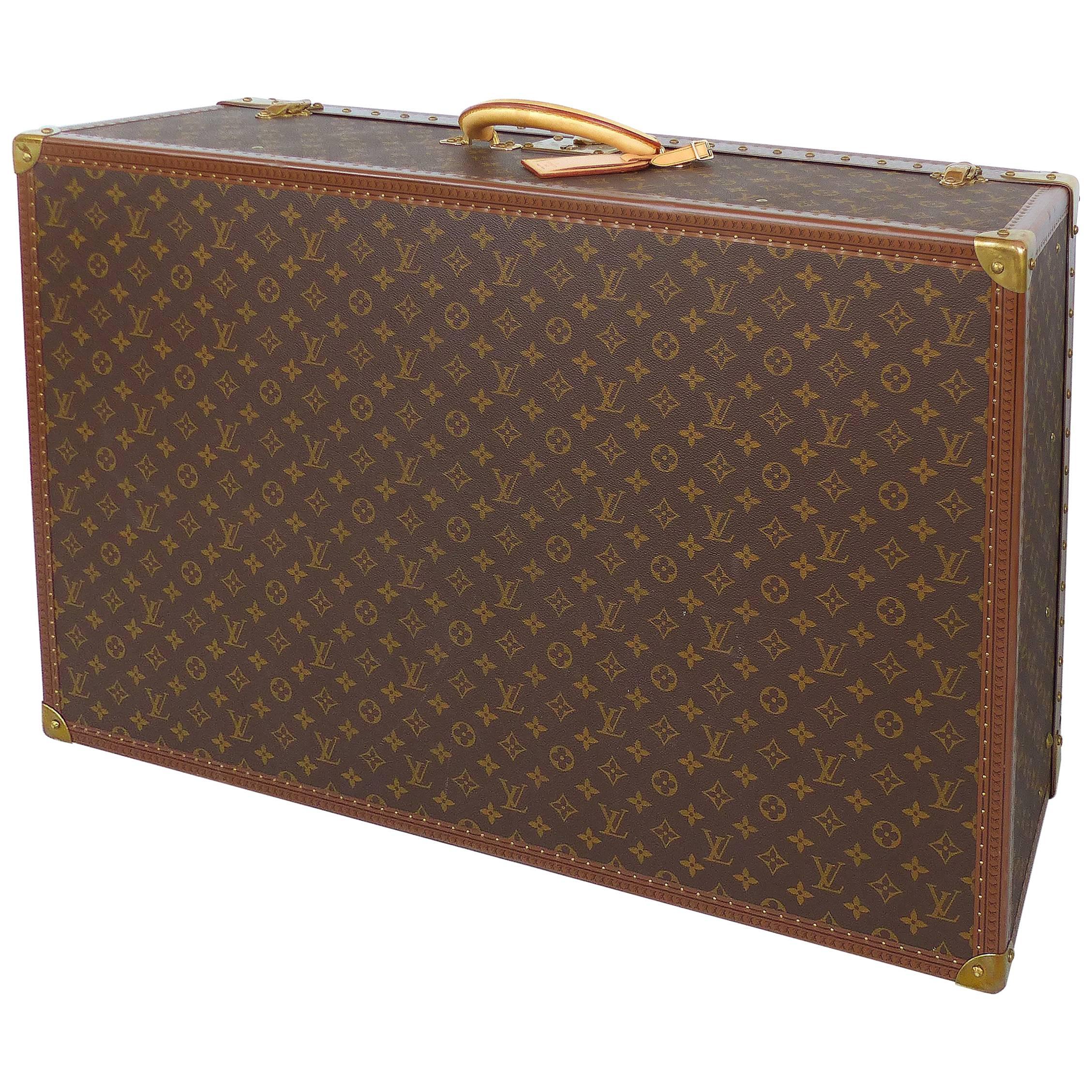 Louis Vuitton Alzer 80 Leather and Brass Suitcase with Original Protective Cover