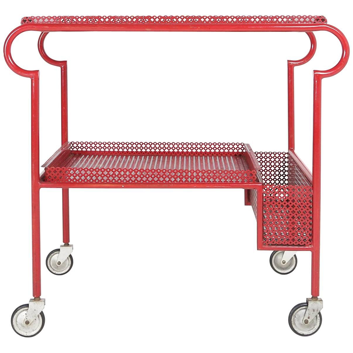 French Drinks Cart or Trolley, 1950s in the Style of Mategot, Royere, Prouve