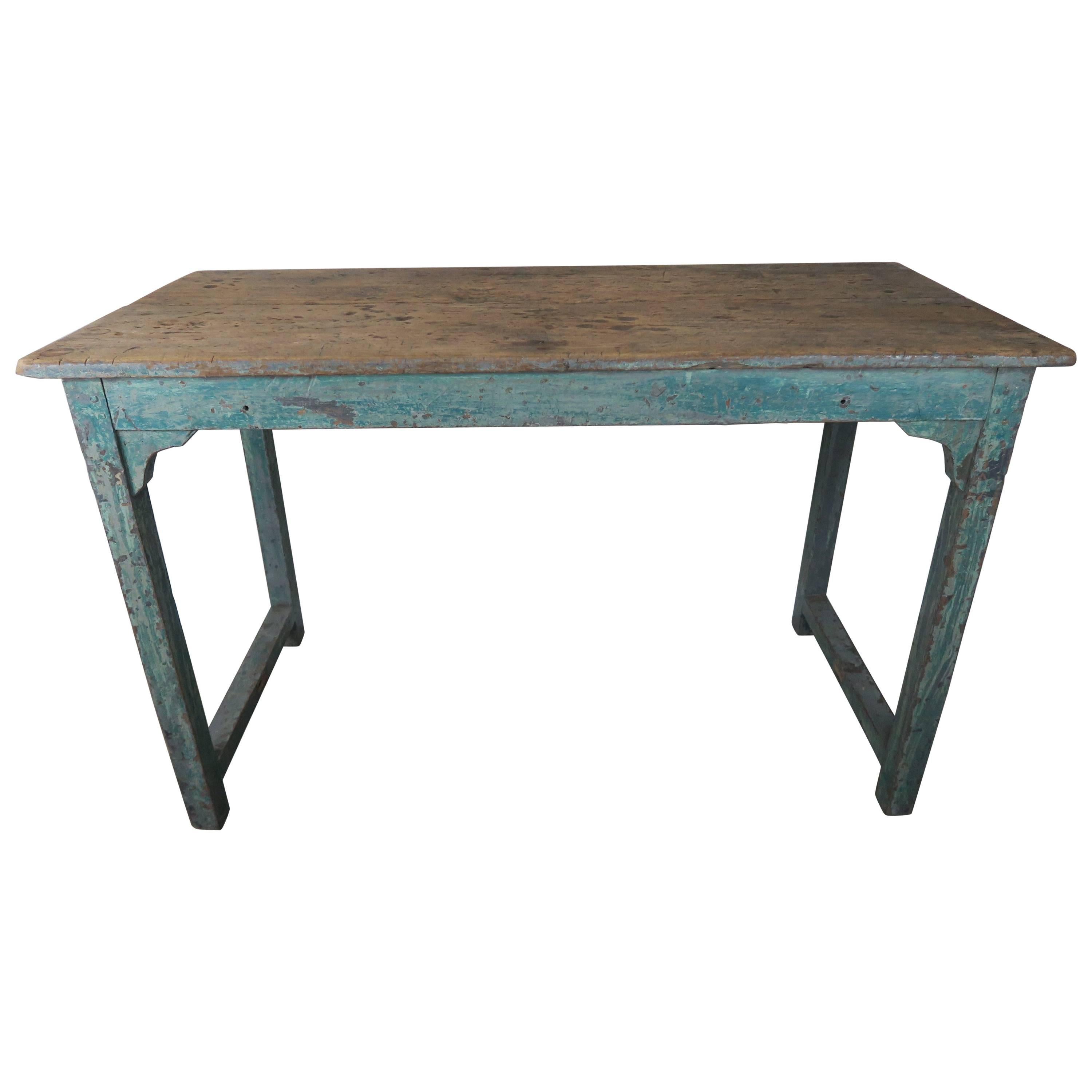 Swedish Blue Painted and Natural Wood Table