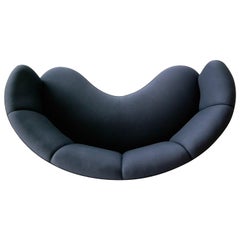 Viggo Boesen Style 1940s Curved Banana Form Sofa in Purple Wool by Kvadrat