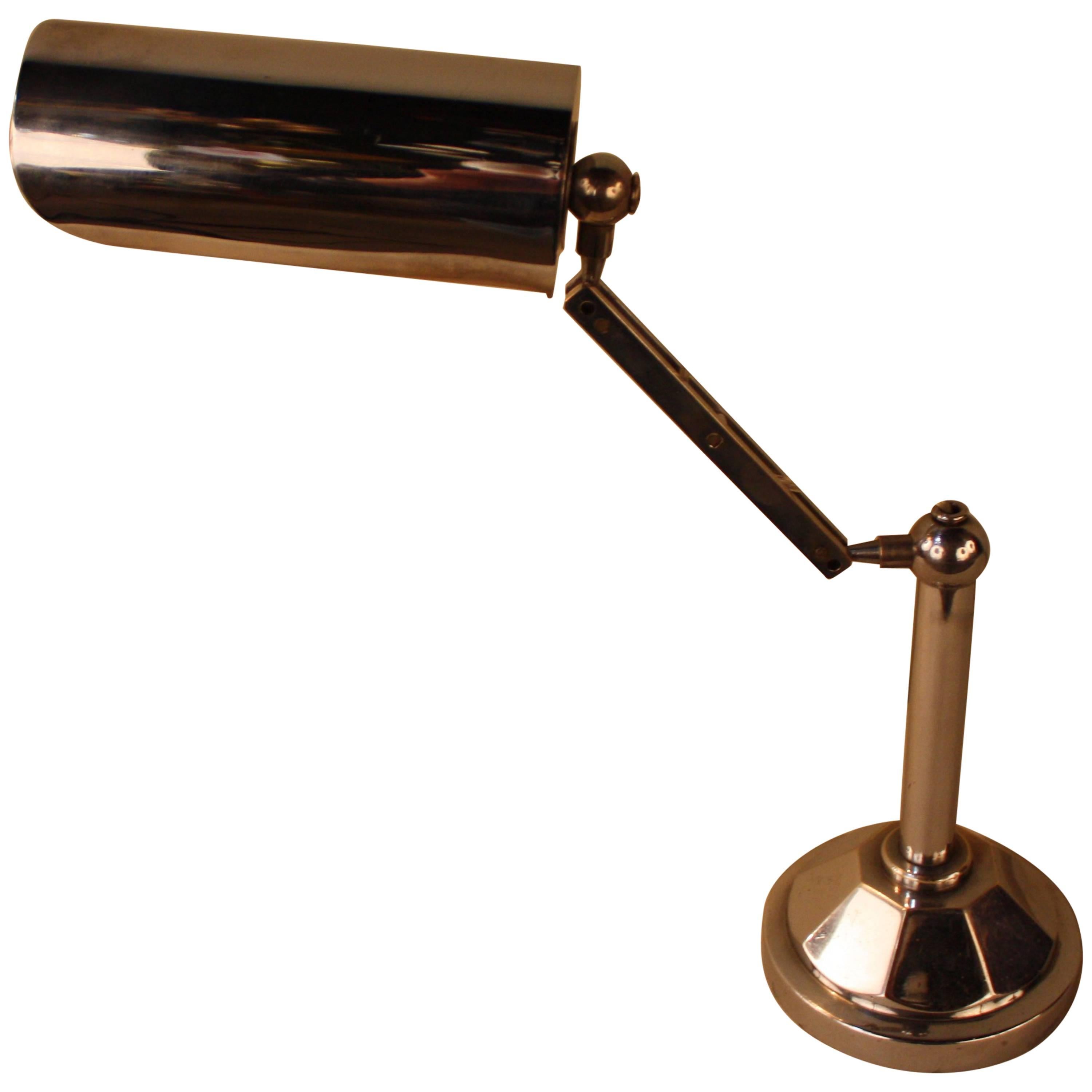 French Art Deco Adjustable Chrome Desk Lamp