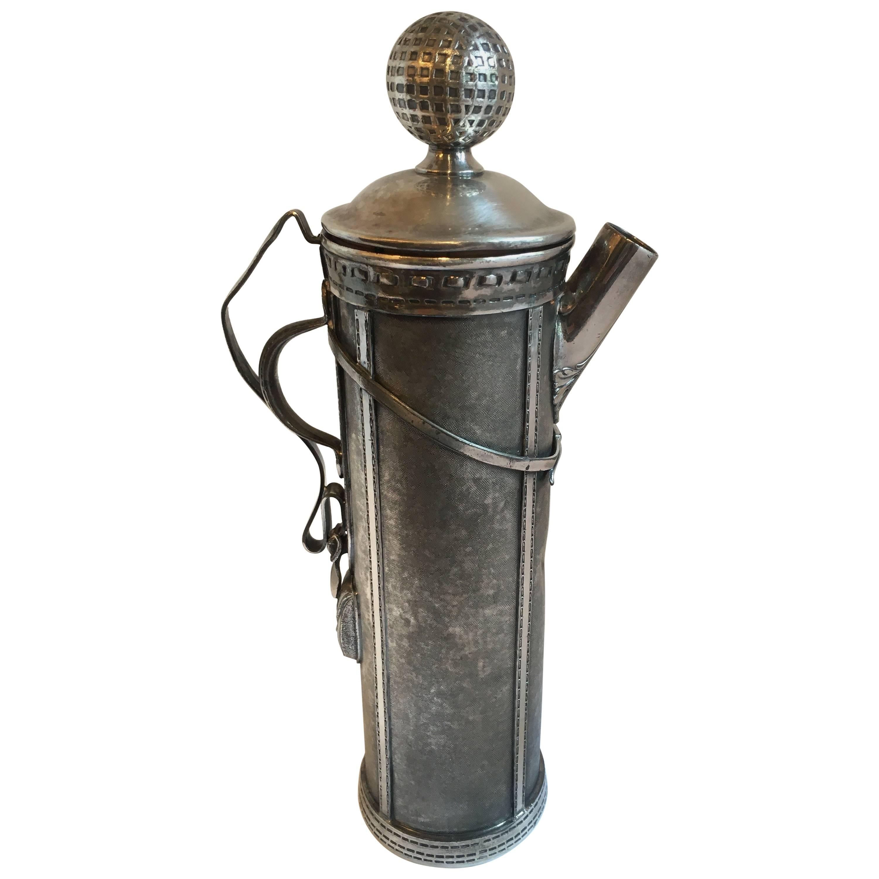 Art Deco Silver Plate Golf Bag Martini Shaker by George J. Berry