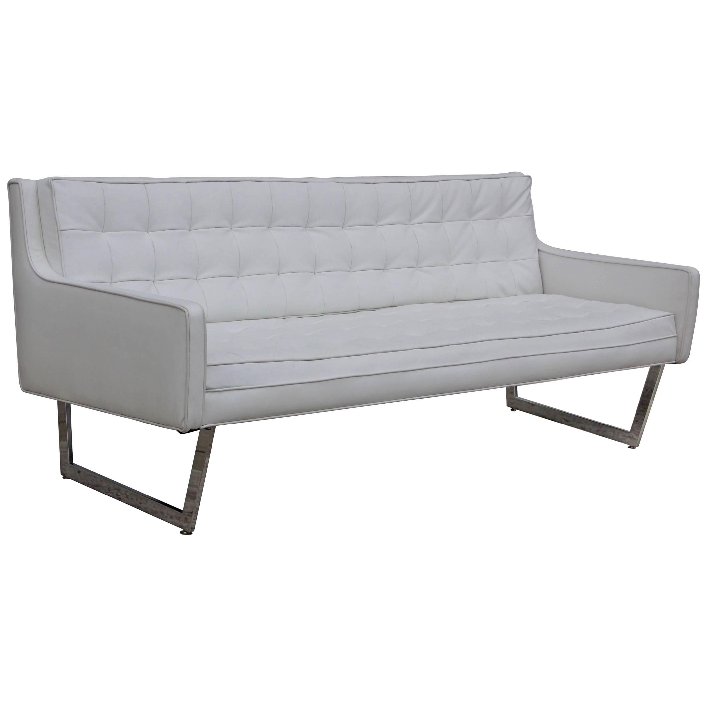 Patrician Furniture Leather And Chrome Sofa