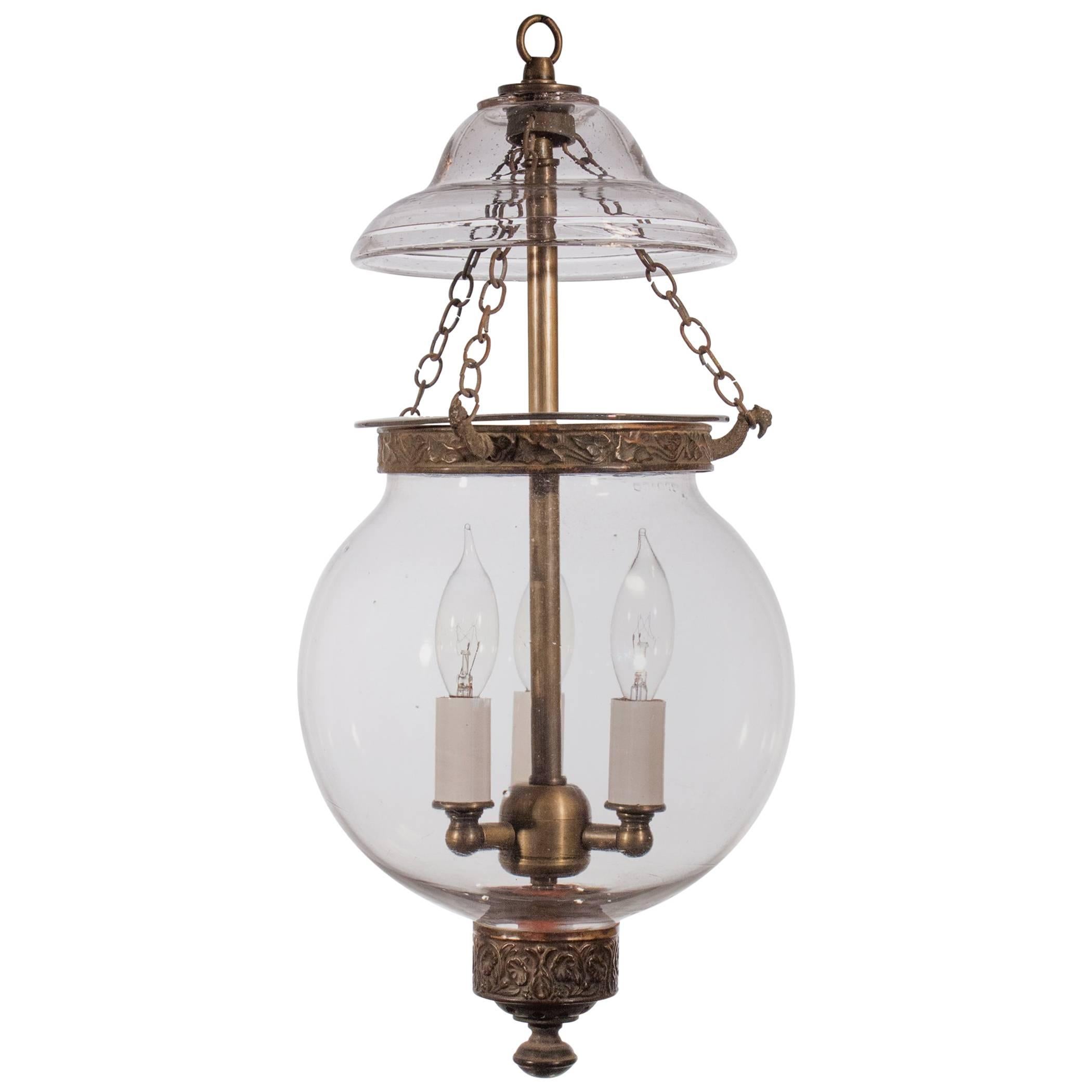 19th Century English Glass Globe Hall Lantern 