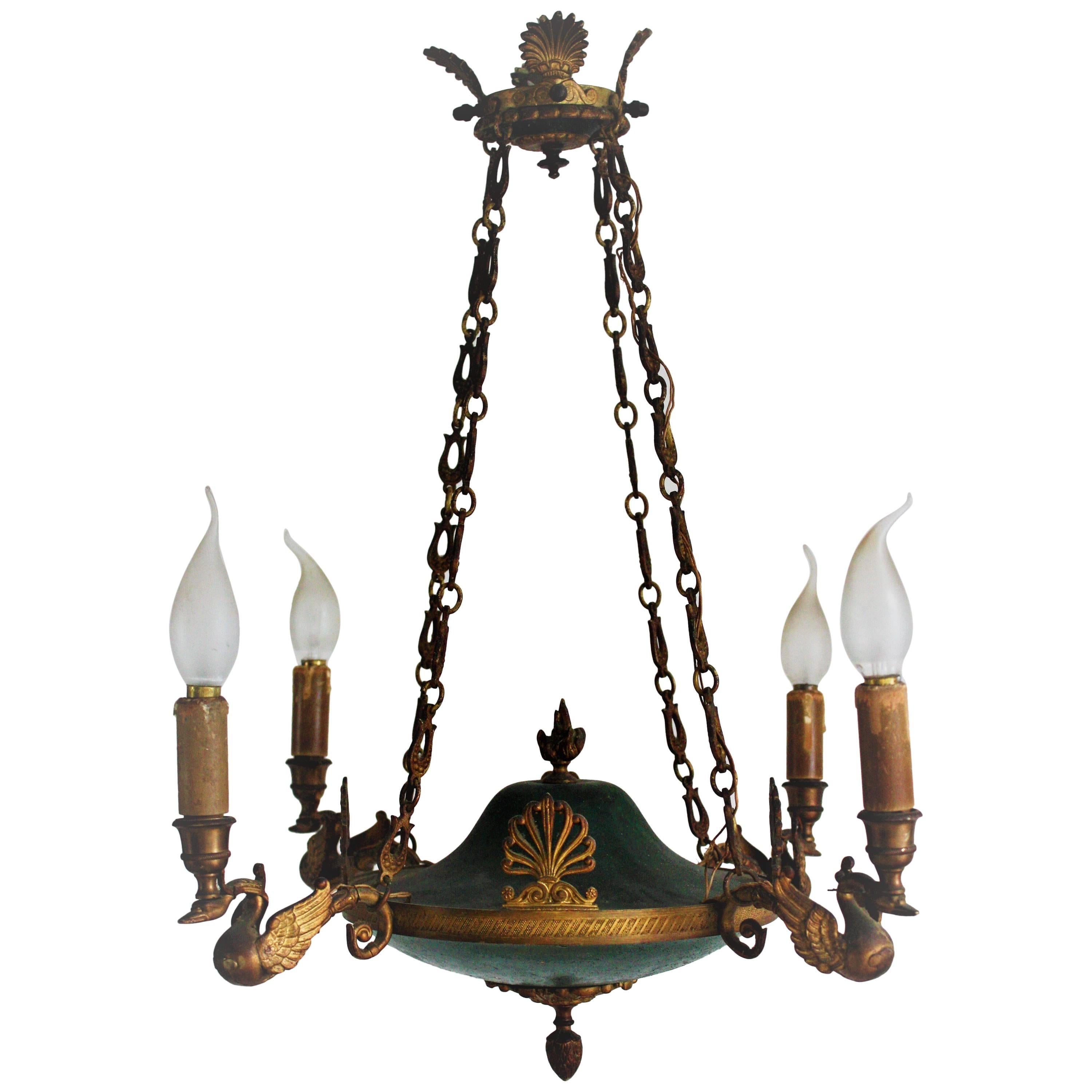 19th Century Empire Style Four-Light Chandelier, France, circa 1870s
