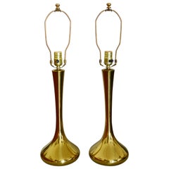 Vintage Pair of Midcentury Brass Laurel Table Lamps