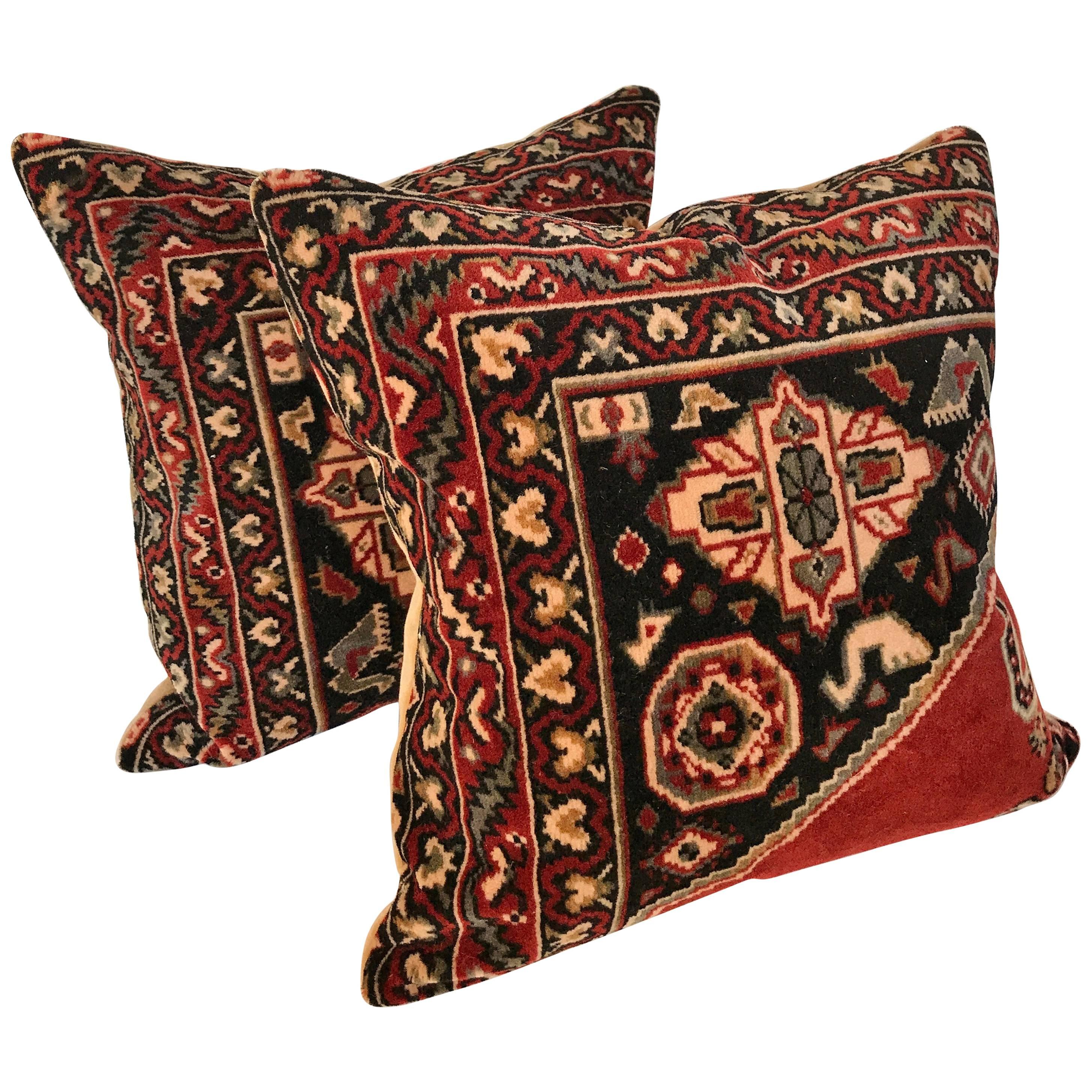 Custom Pillows Cut from a Vintage Wool Dutch Mohair Textile, Netherlands