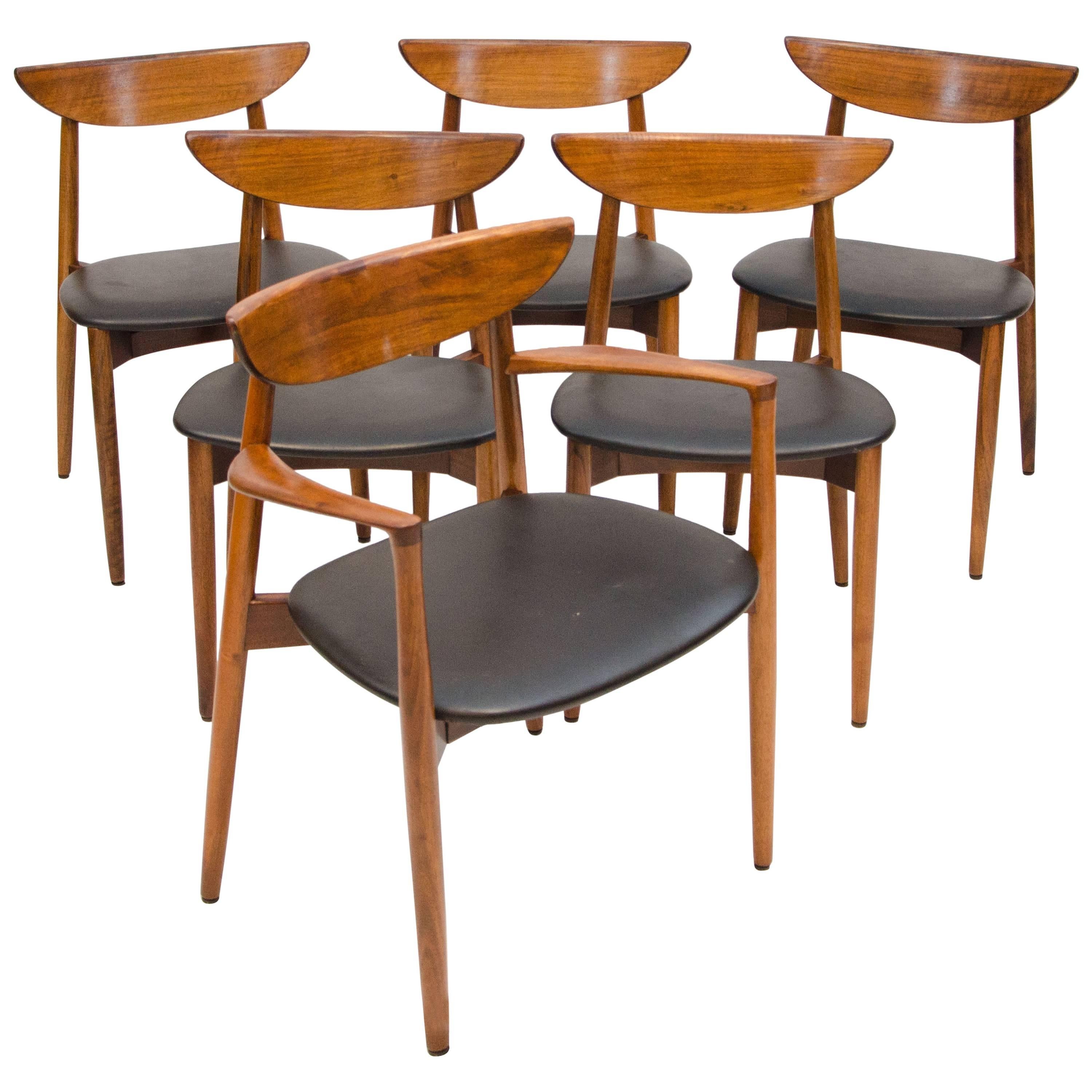 Set of Six Danish Walnut Dining Chairs, Harry Ostergaard, Moreddi