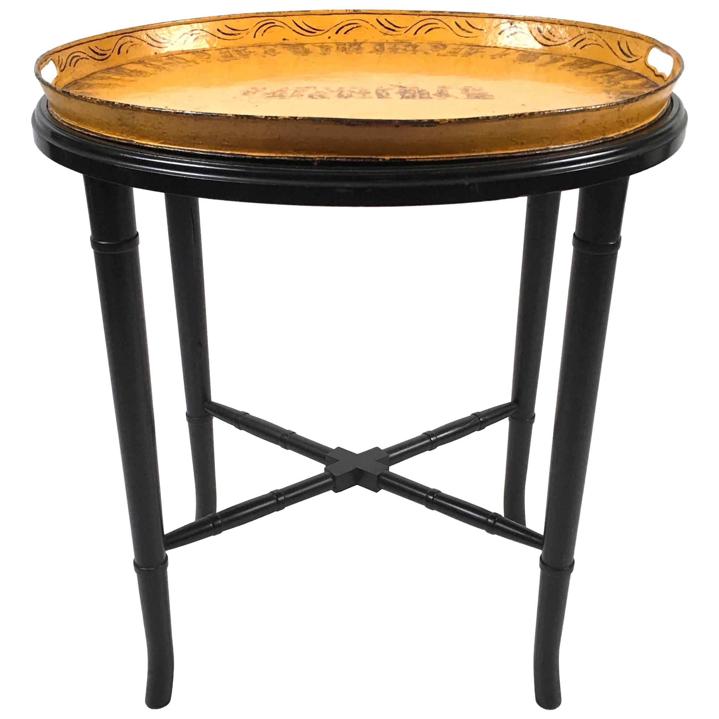 French Yellow Tole Tray Coffee Table