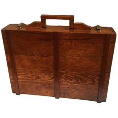 Wooden Folkart Attache Briefcase Art Case