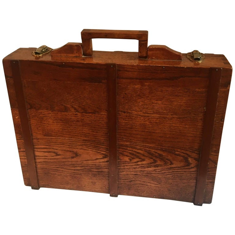 Wooden Folkart Attache Briefcase Art Case at 1stDibs