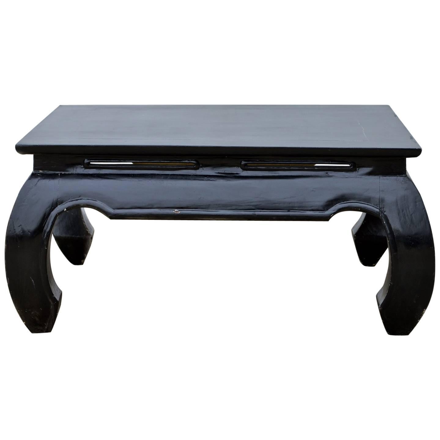 Square Ming Style Coffee Table with Rustic Ebonized Finish