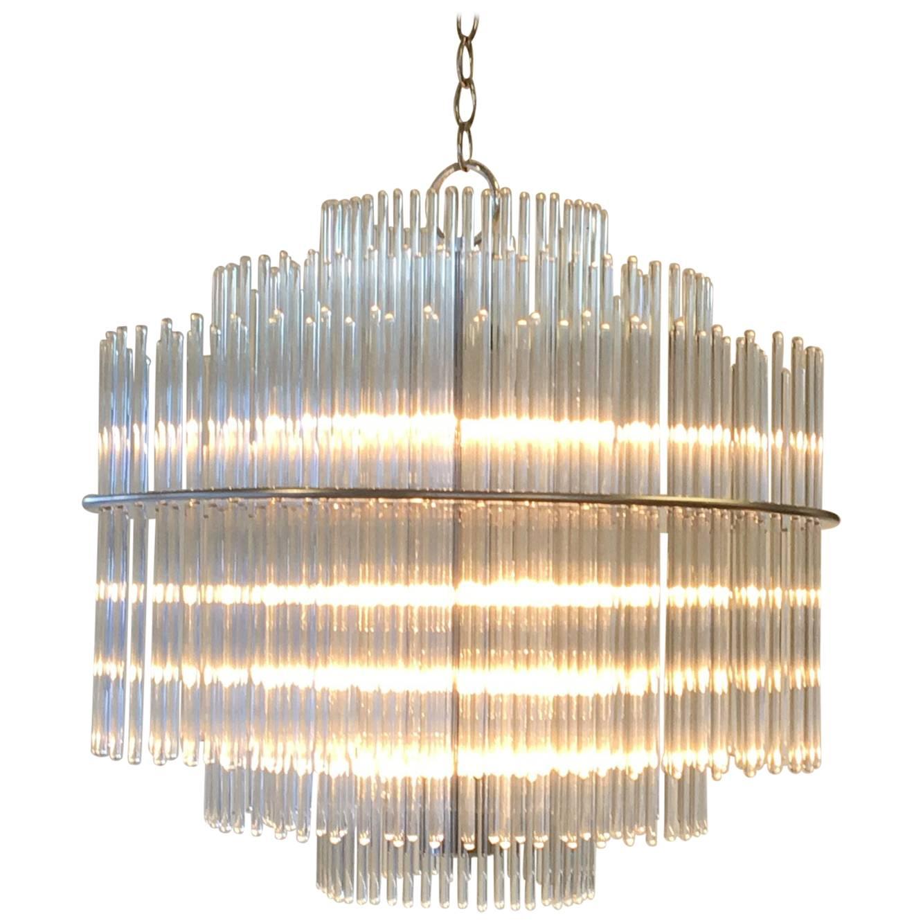 Chrome and Glass Chandelier by Lightolier