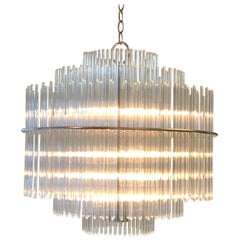 Chrome and Glass Chandelier by Lightolier